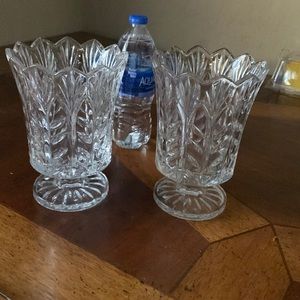 Pair crystal hurricane candle bases